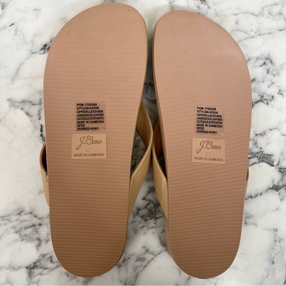 J crew pacific leather thong sandals sandy beach tan neutral AZ009 size 11 - Picture 5 of 8
